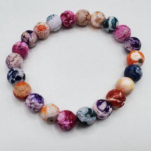 *SOLD* GENUINE NATURAL CANDY JASPER GEMSTONE STRETCH BRACELET